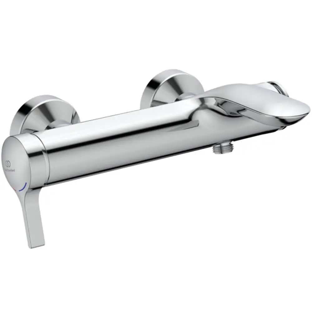 Chromfarbene Badearmatur von Ideal Standard mit einem ausgeglichenen Design und einem zentralen Auslauf. Geeignet für moderne Badeeinrichtungen.